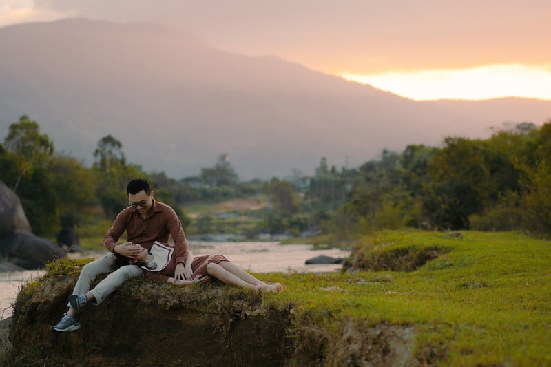 Romantic couple at sunset